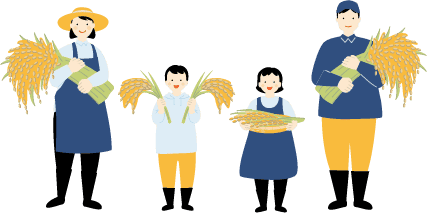 米農家の家族イラスト